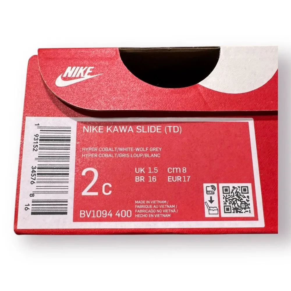 Nike Unisex Kids Kawa BV1094-400 Blue Gray‎ Comfort Slip On Slide Sandal Size 2C